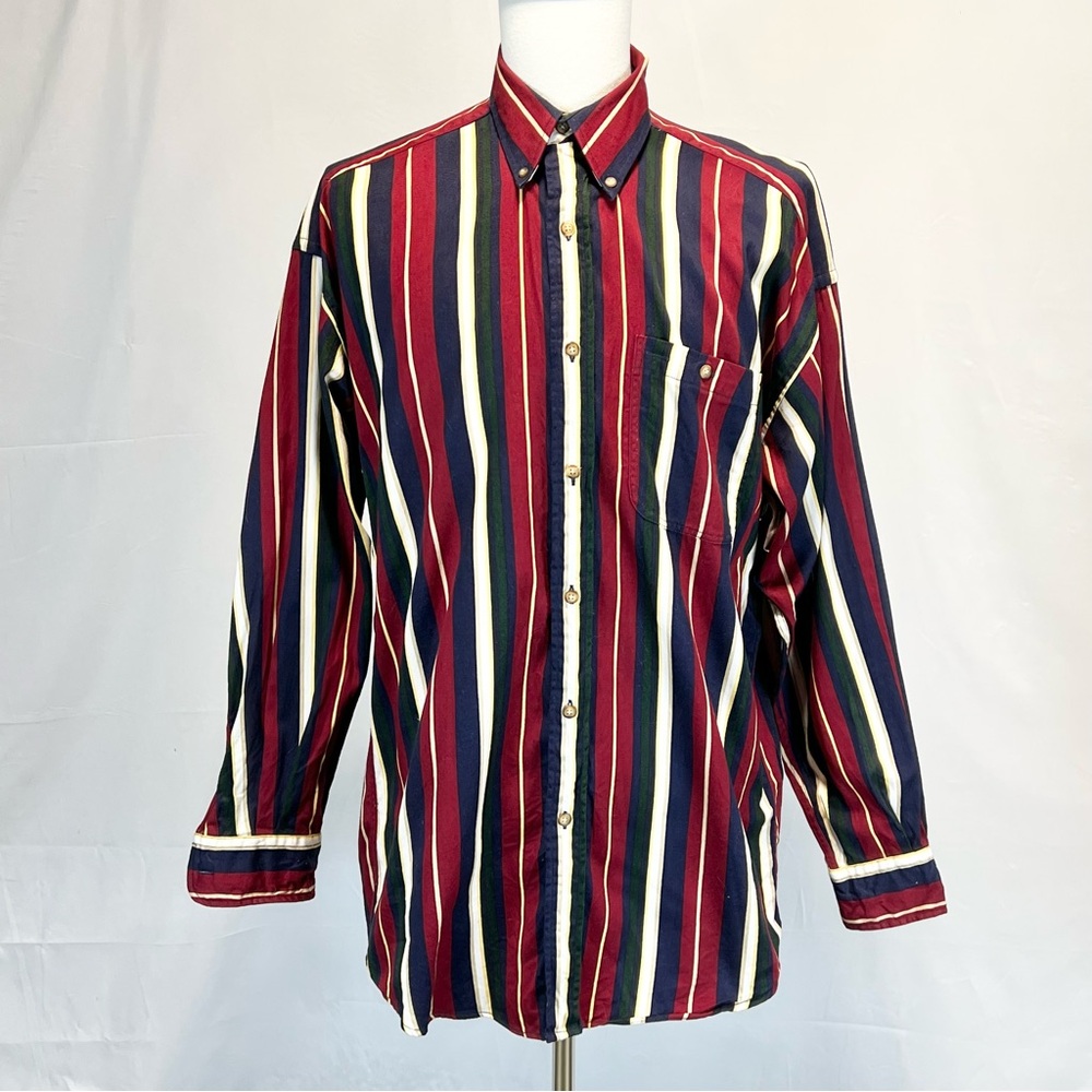 VINTAGE 90s Northern Explorer button down shirt‎ men’s striped 100% cotton XL - Picture 3 of 10